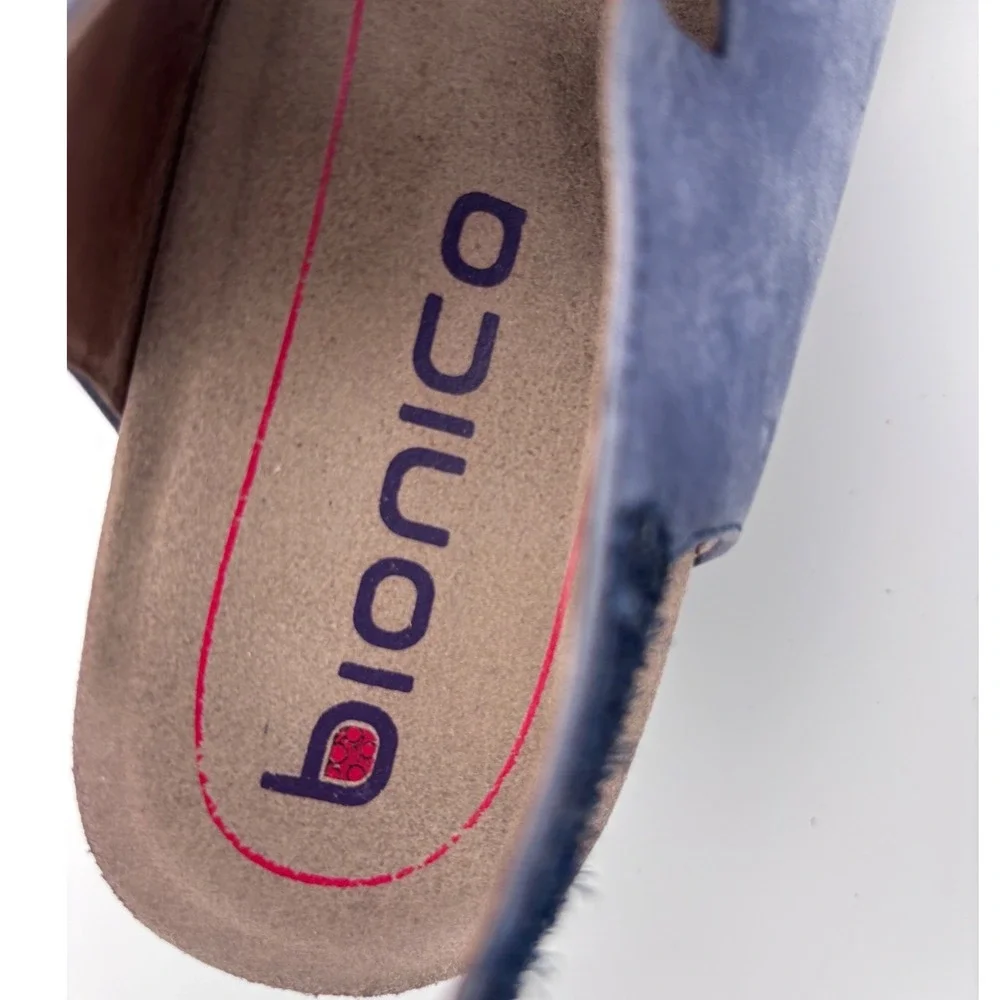 Bionica Blue‎ Leather Wedge Sandals Womens 9 M Bungee Lace Up Gladiator 4552207